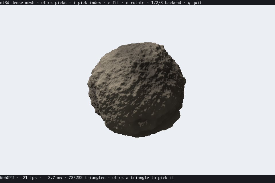 A lumpy gray asteroid lit from one side