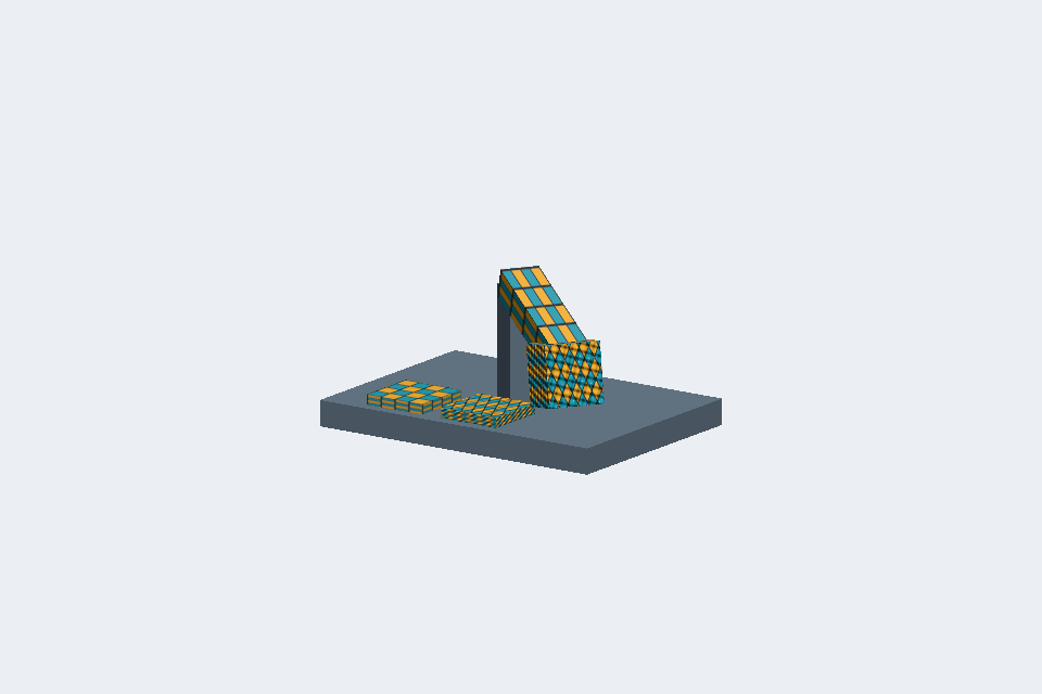 An articulated assembly with textured tiles